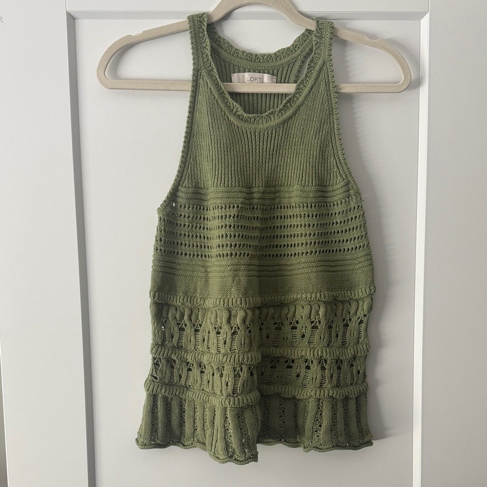 LOFT Olive Green Knit Tank Top